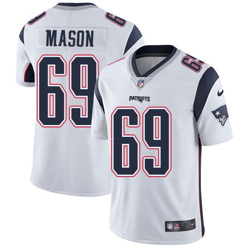 Men New England Patriots 69 Shaq Mason Nike White Vapor Limited NFL Jersey